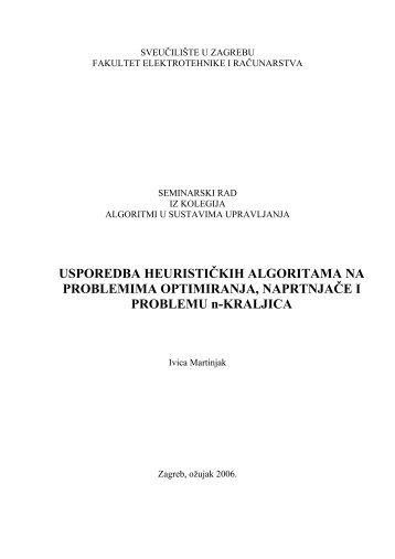 Usporedba heuristiÃ„Âkih algoritama na problemima ... - Zemris - FER