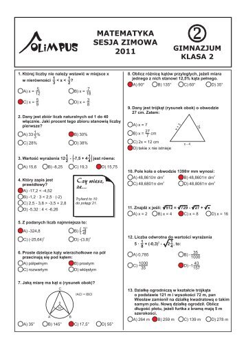 OLIMPUS Sesja zimowa 2011 - Matematyka, kl. 2 Gimnazjum