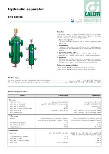 Hydraulic separator - Caleffi
