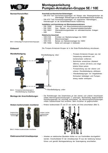 Montageanleitung Pumpen-Armaturen-Gruppe 5E / 10E - Wolf