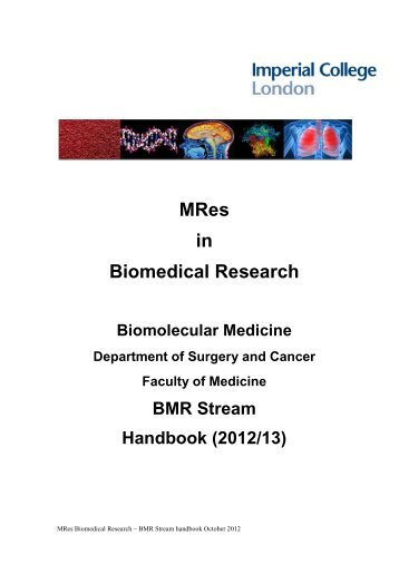 MRes BMR handbook 2012-13 - Imperial College London