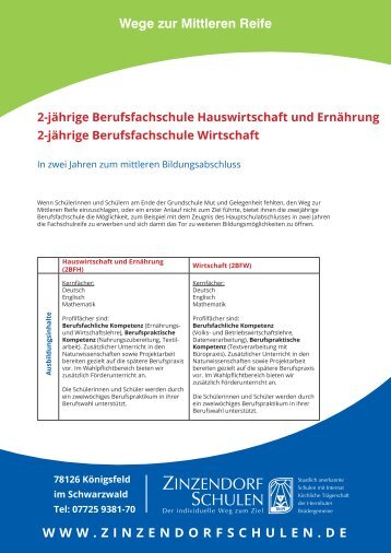 Berufsfachschule Hauswirtschaft und Ernährung