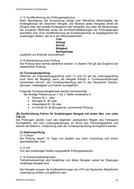 Â§ 49 Zuchtprogramm âKnabstrupperâ Â§ 49a Vorbemerkung Â§ 49b ...