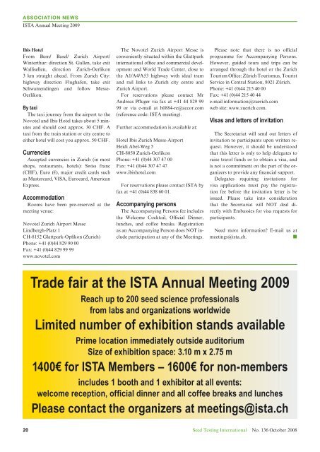 (ISTA News Bulletin) No. 136, October 2008 - International Seed ...