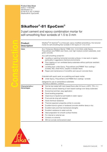 Sikafloor 81 Epocem Corp Epms Supplies
