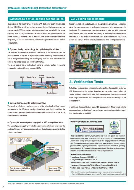 Technologies Behind NEC's High Temperature Ambient Server