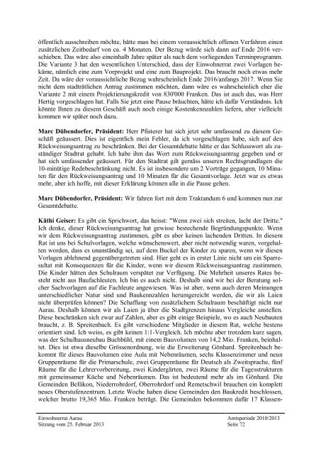 Protokoll Einwohnerrat vom 25. Februar 2013 [PDF, 371 KB] - Aarau