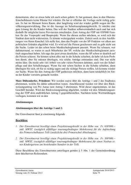 Protokoll Einwohnerrat vom 25. Februar 2013 [PDF, 371 KB] - Aarau