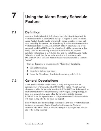 7 Using the Alarm Ready Schedule Feature - RACOman.com