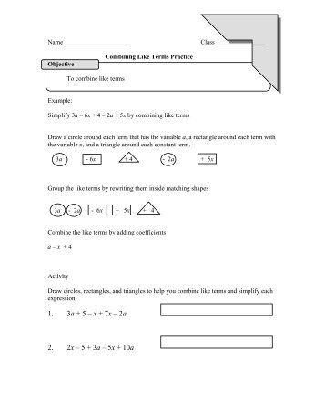 Combining Like Terms Practice