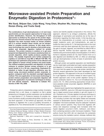 Microwave-assisted Protein Preparation and Enzymatic Digestion in ...