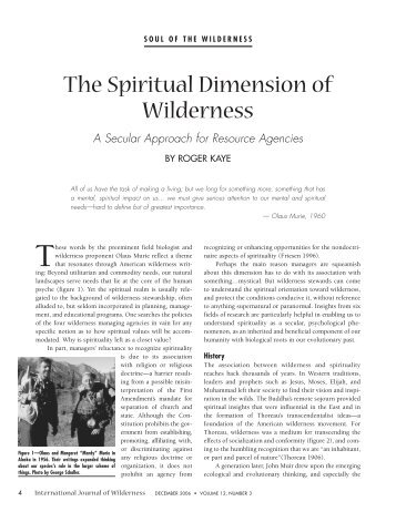 The Spiritual Dimension of Wilderness - Wilderness.net