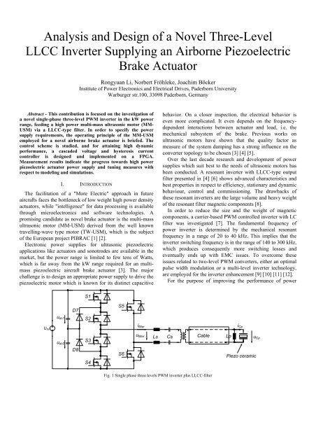 Analysis and Design of a Novel Three-Level LLCC Inverter ...