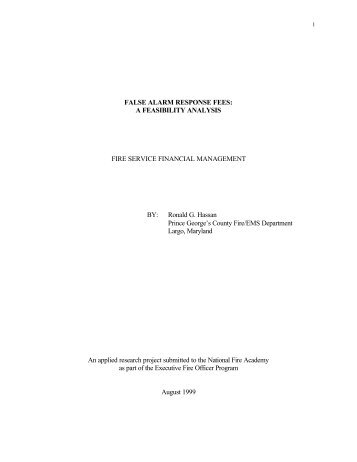 False Alarm Response Fees - US Fire Administration