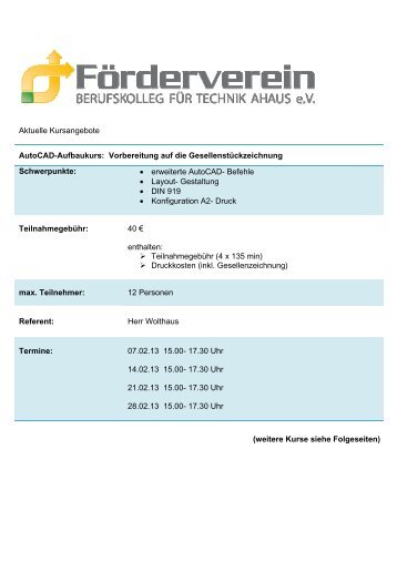 Aktuelle Kurse.PDF - Berufskolleg fÃ¼r Technik Ahaus