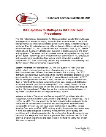 ISO Updates to Multi-pass Oil Filter Test Procedures (pdf) - GXE