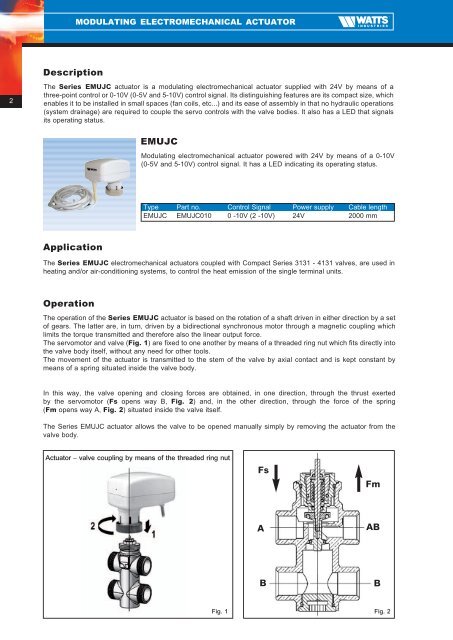 Modulating Electromechanical Actuator Series ... - Watts Industries