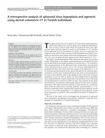 A retrospective analysis of sphenoid sinus hypoplasia and agenesis ...