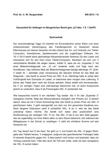 Prof. Dr. CW Hergenröder WS 2013 / 14 Hausarbeit für Anfänger im ...