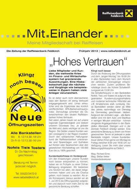 NEU: Ausgabe Frühjahr 2013 - Raiffeisenbank Feldkirch