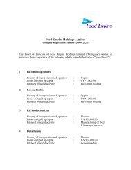 Incorporation Of New Subsidiaries - Food Empire Holdings Limited