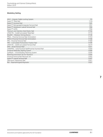 7/1 Traumatology and General Osteosynthesis Edition 2010 ...