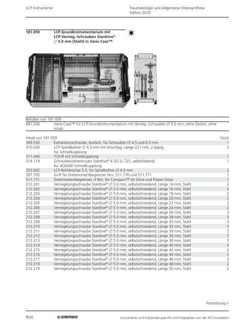 1/1 Traumatologie und Allgemeine Osteosynthese Edition 2010 ...