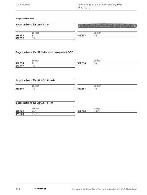 1/1 Traumatologie und Allgemeine Osteosynthese Edition 2010 ...