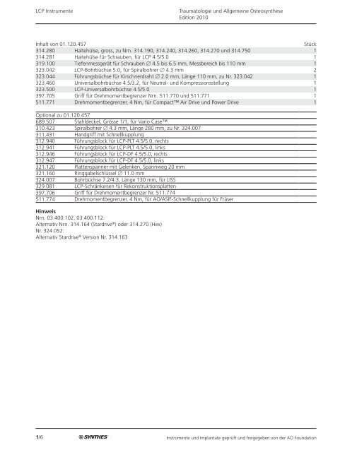 1/1 Traumatologie und Allgemeine Osteosynthese Edition 2010 ...