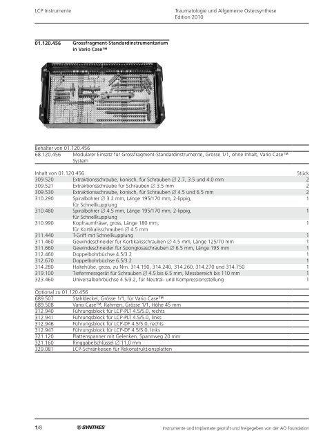 1/1 Traumatologie und Allgemeine Osteosynthese Edition 2010 ...