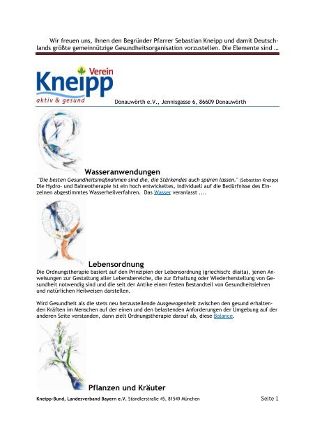 Die 5 Elemente nach Kneipp - Kneipp-verein-donauwoerth.de