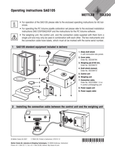 Operating instructions SAG105 - METTLER TOLEDO