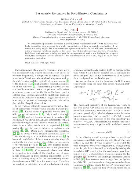 Technical University Kaiserslautern Preprint - Fachbereich Physik ...