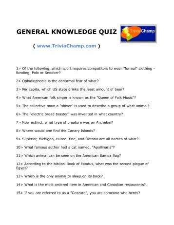 General Knowledge Quiz Vault.pdf - Chris's Quiztime ...