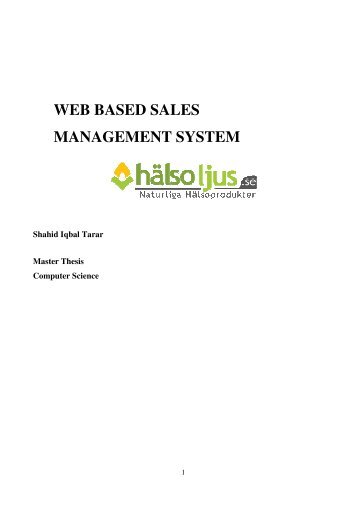 WEB BASED SALES MANAGEMENT SYSTEM