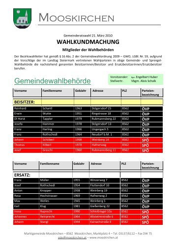 beisitzer - Marktgemeinde Mooskirchen