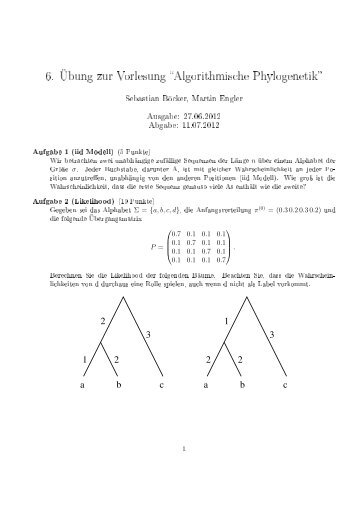 6. Ãbung zur Vorlesung Algorithmische Phylogenetik