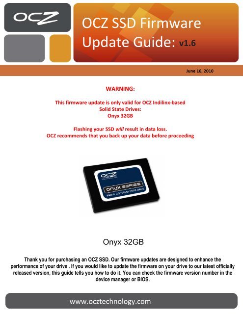 OCZ SSD Firmware Update Guide: v1.6
