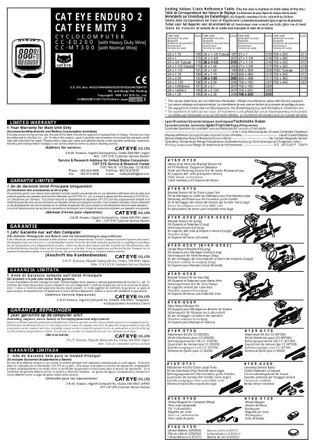 Cateye Strada Tire Size Chart