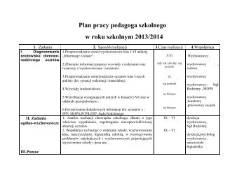 Plan pracy pedagoga szkolnego w roku szkolnym 2012/2013 - PSP7
