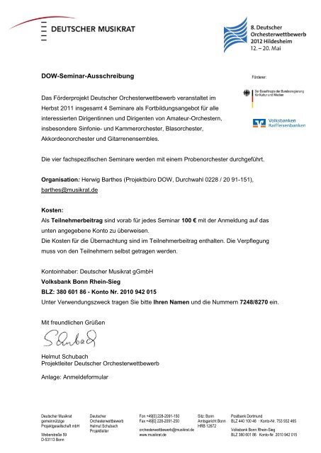 DOW-Seminar-Ausschreibung - Volksmusikerbund NRW e.V.