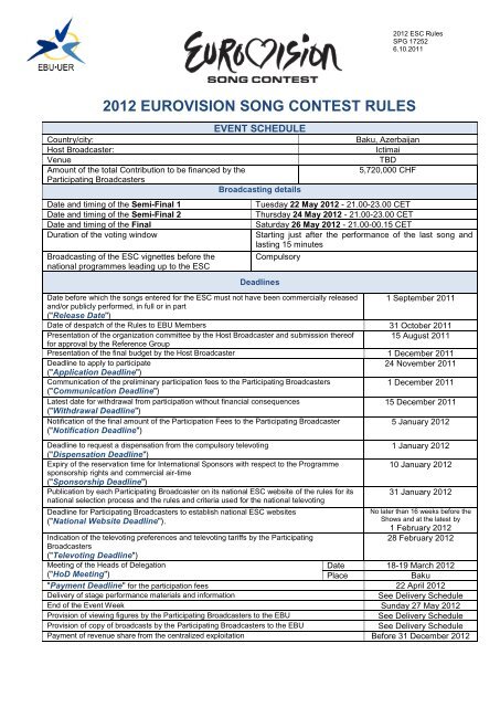 2012 EUROVISION SONG CONTEST RULES - Svt