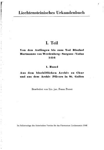 Liechtensteinisches Urkundenbuch I. Teil - eLiechtensteinensia