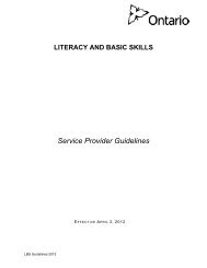 Service Provider Guidelines - Ministry of Training, Colleges and ...