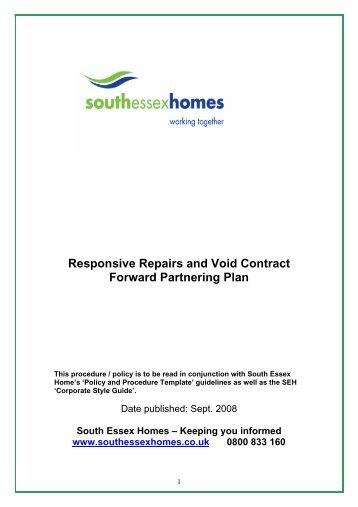 Responsive Repairs Partnering Plan - South Essex Homes