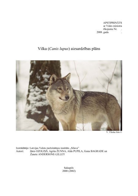 Vilks (Canis lupus) - Dabas aizsardzības pārvalde
