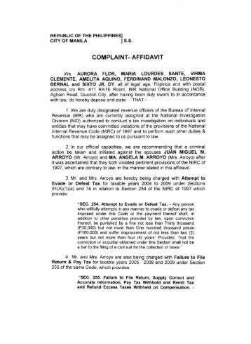 COMPLAINT- AFFIDAVIT