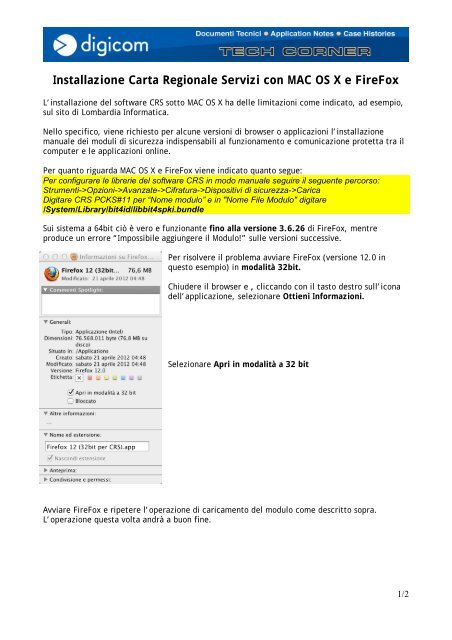 Installazione Carta Regionale Servizi Con Mac Os X E