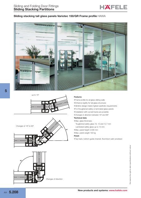 Sliding Stacking Partitions - Hafele