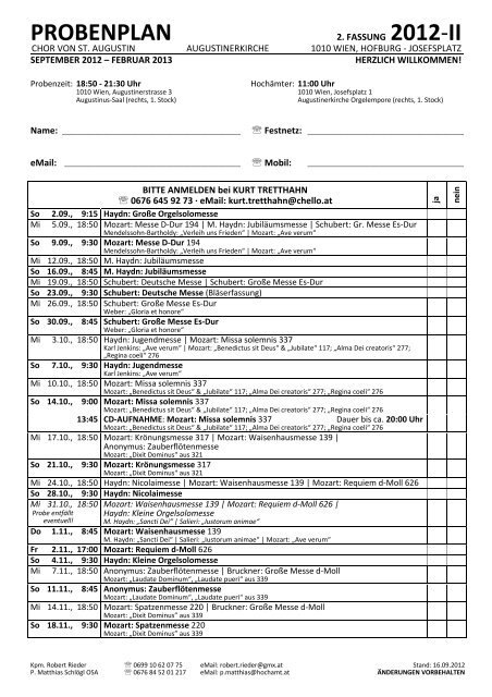 Herzlich willkommen beim Chor von St - Augustiner